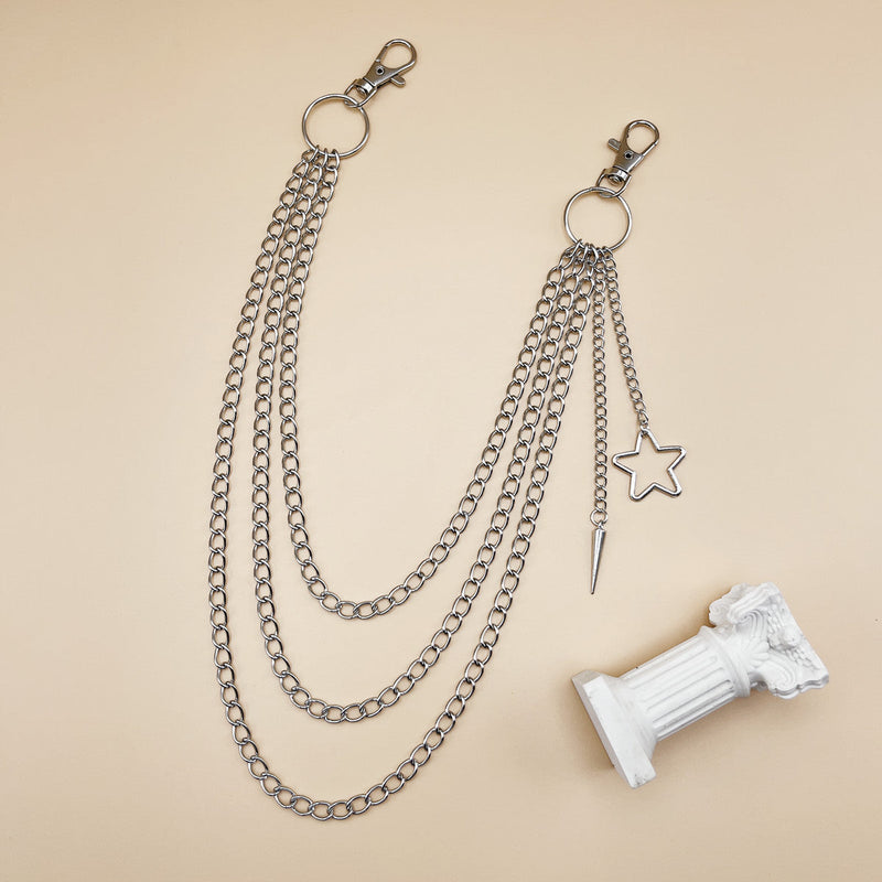 Hollowed Out Five-pointed Star Metal Waist Chain