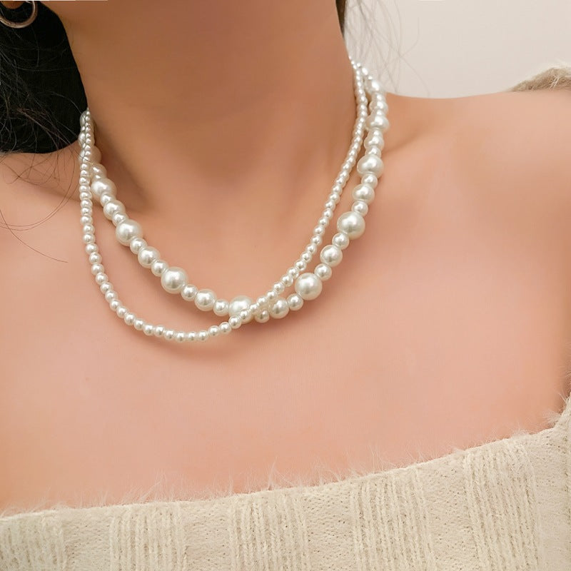 Twisted Multi-Strand Simulated Pearl Glass Bead Statement Necklace