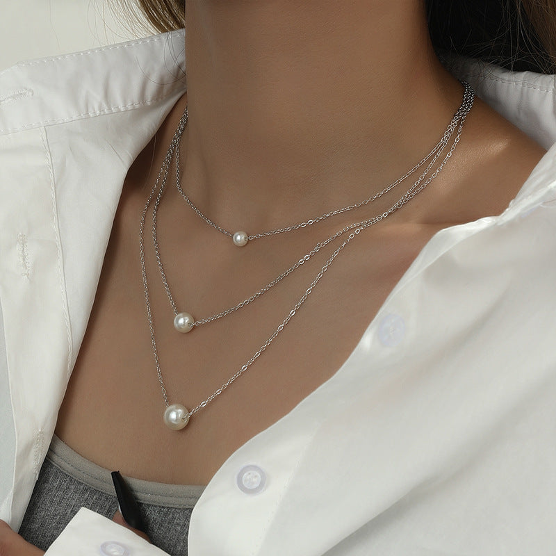 Simple Pearl Necklace Multi-layer Fashion Layer Chain