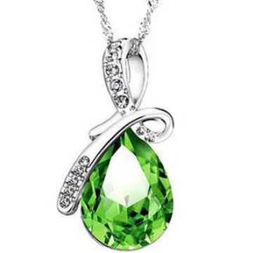Colorful Crystal Water Drop Pendant Stone Necklace