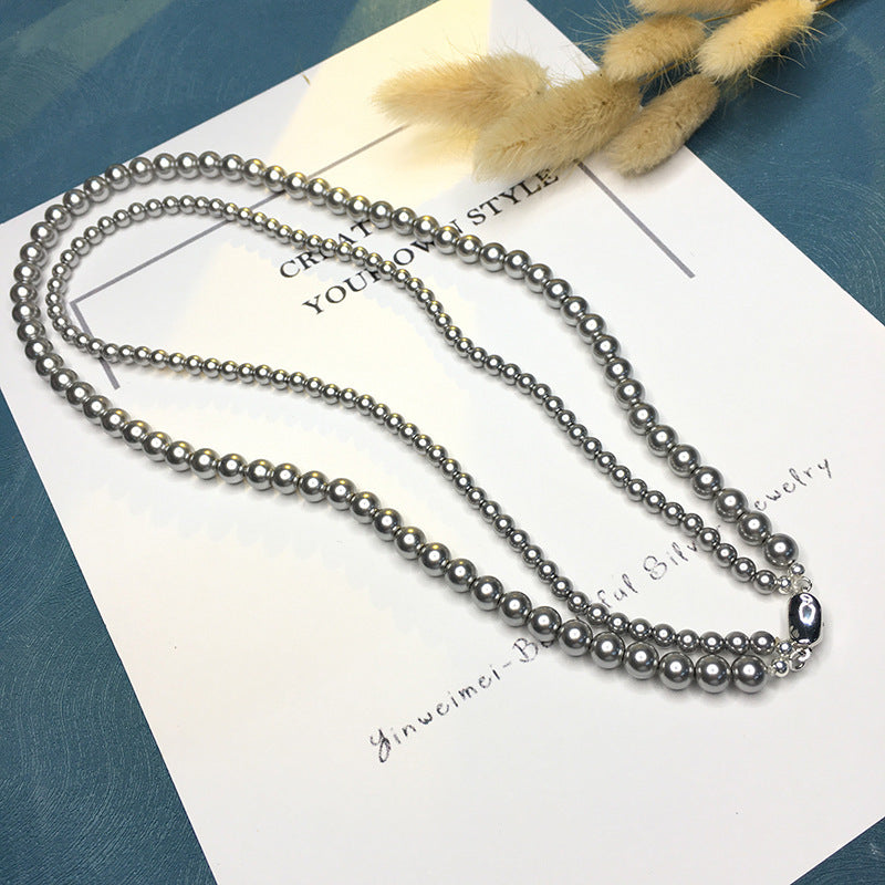 Layered Imitation Pearl Beaded Necklaces