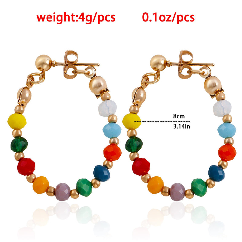 Bohemian Colorful Beaded Hoop Earrings
