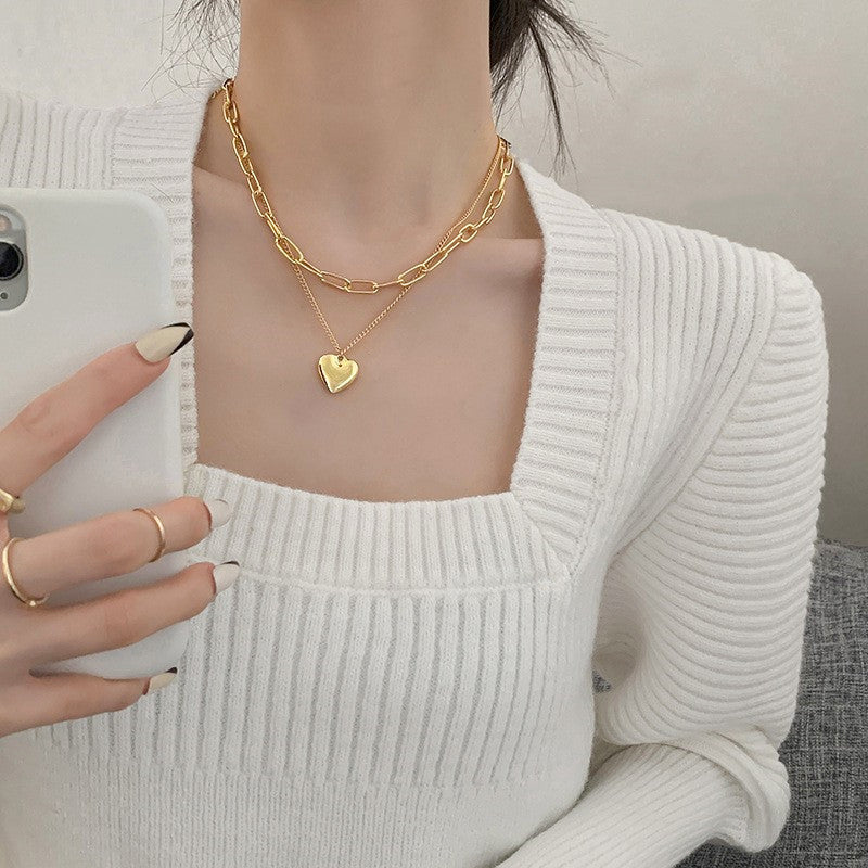 Multi-layer Chain Heart Necklace