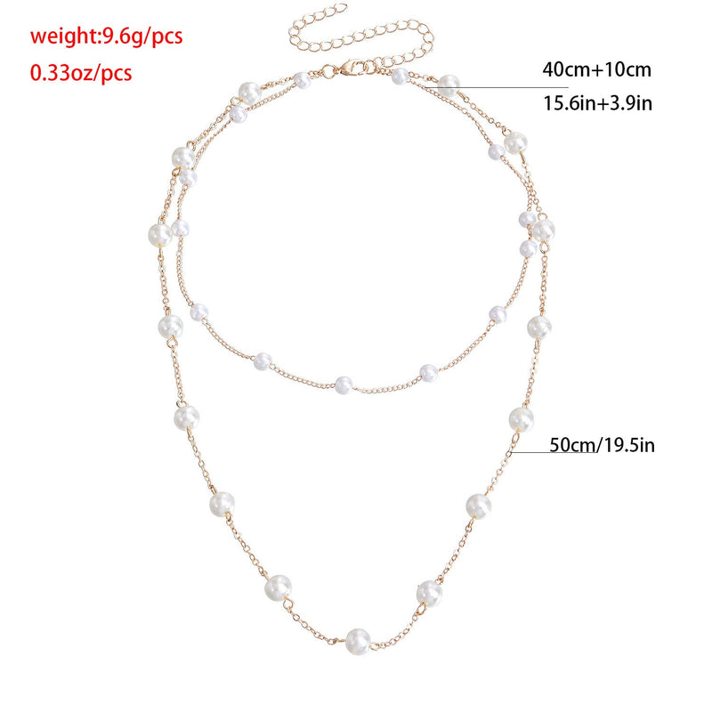 Elegant White Pearl Chain Necklace Women Collar