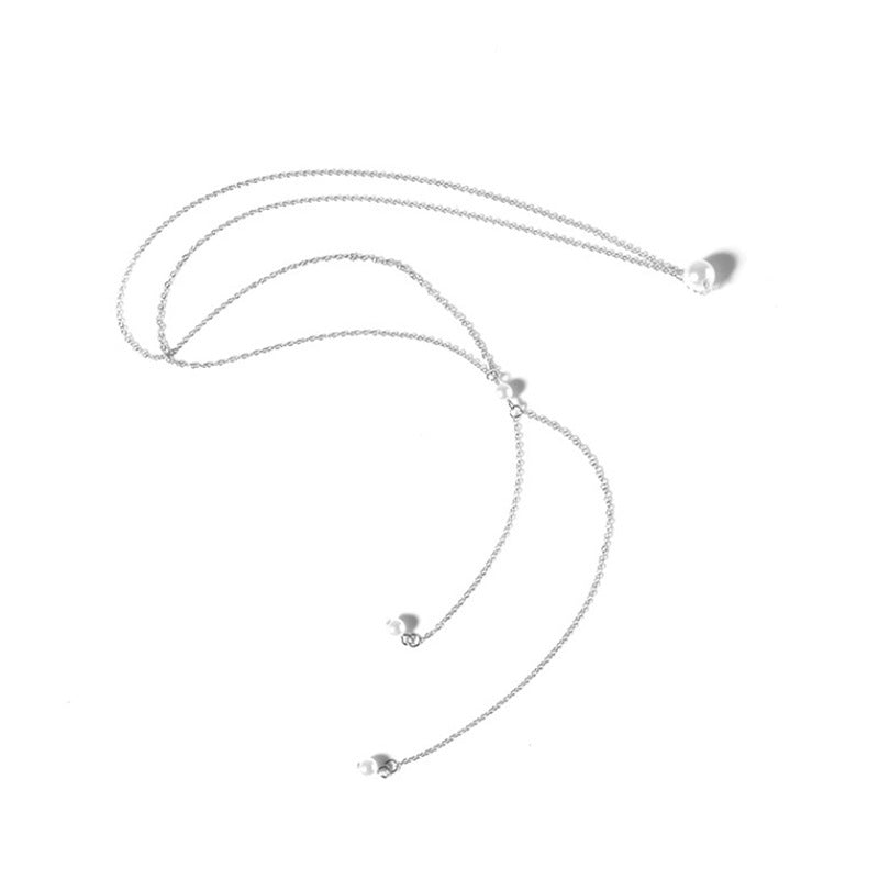 Sexy Bridal Back Pearl Drop Necklace
