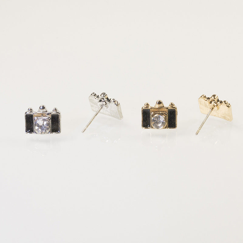 Camera Clover Stud Earrings Set