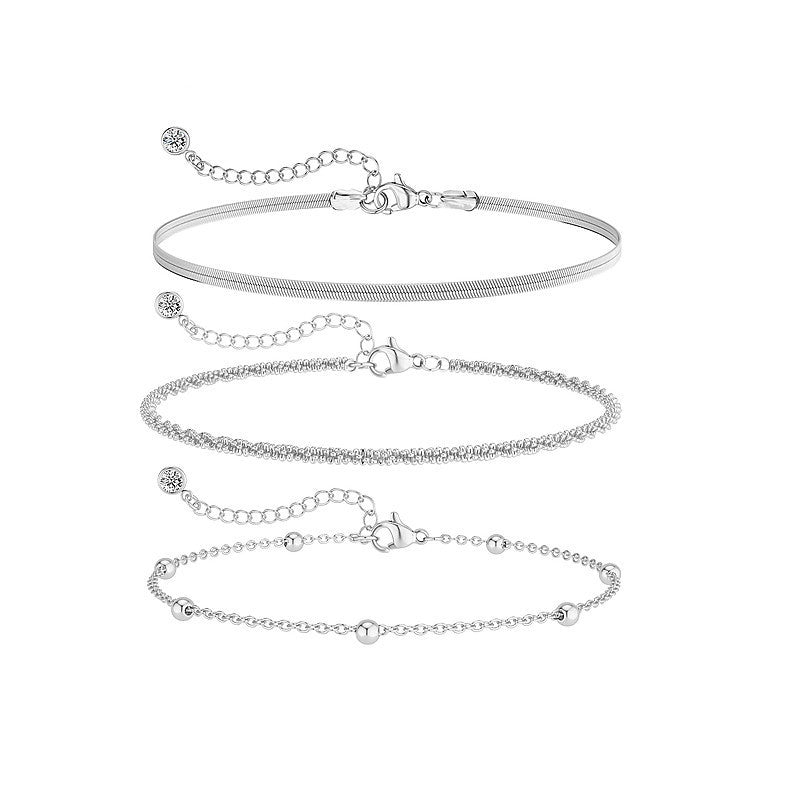 Round Beads Link Chain Anklet Jewelry