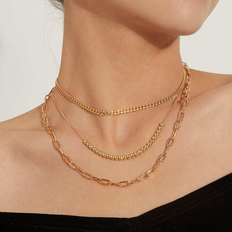 Paperclip Chain Triple Layer Necklace