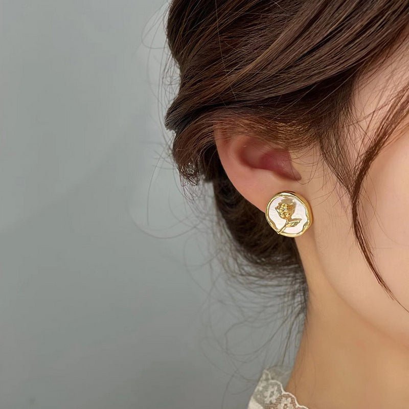 Flower Round Stud Earrings