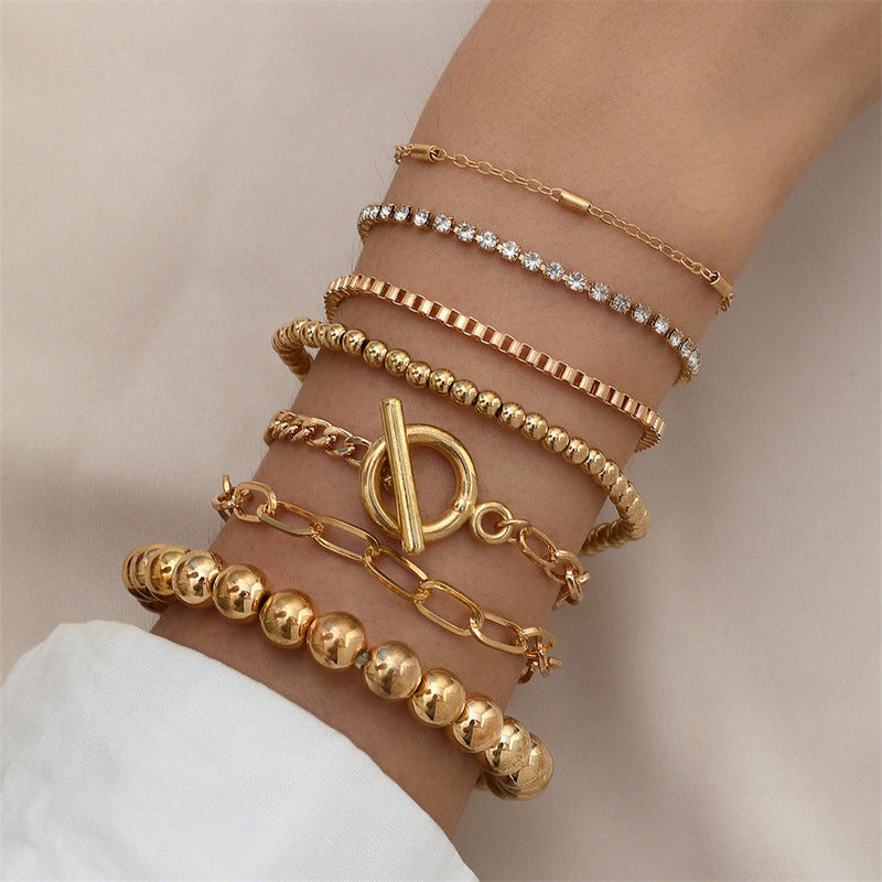 Multi-layer Rhinestone Chain Geometric Hollow Bracelet Set