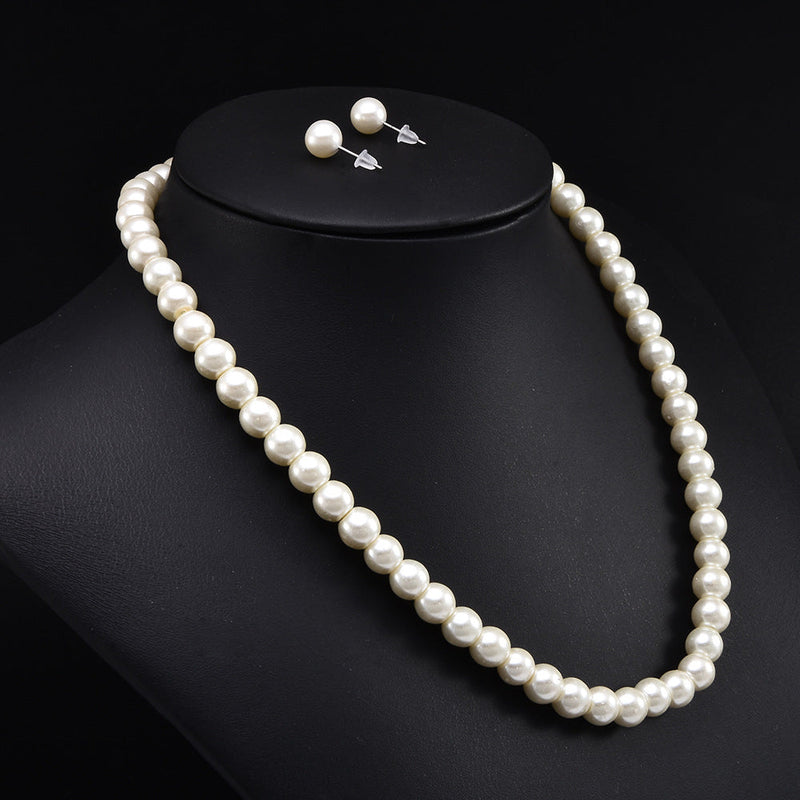 Women Necklace Earring Pearl Jewelry Set