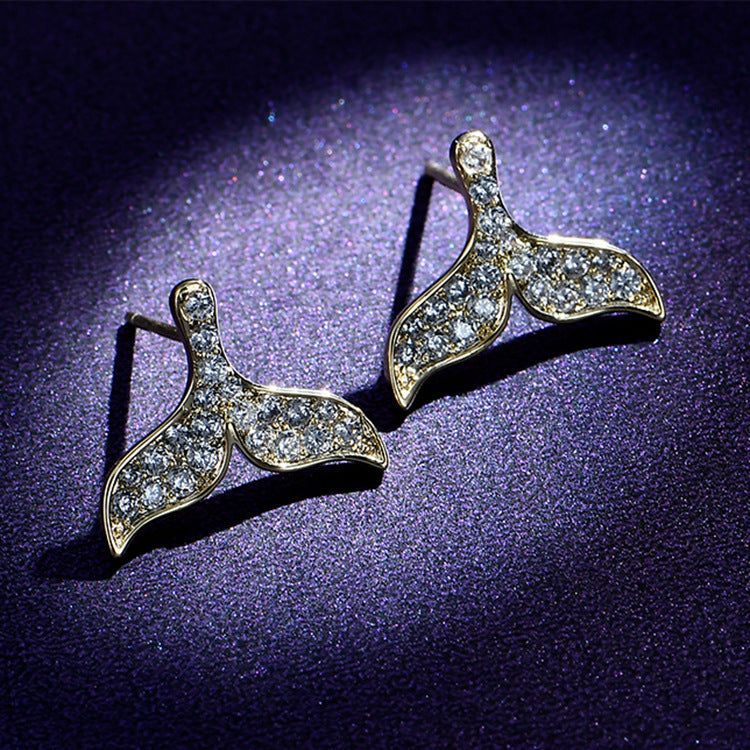 Rhinestone Mermaid Tail Stud Earrings