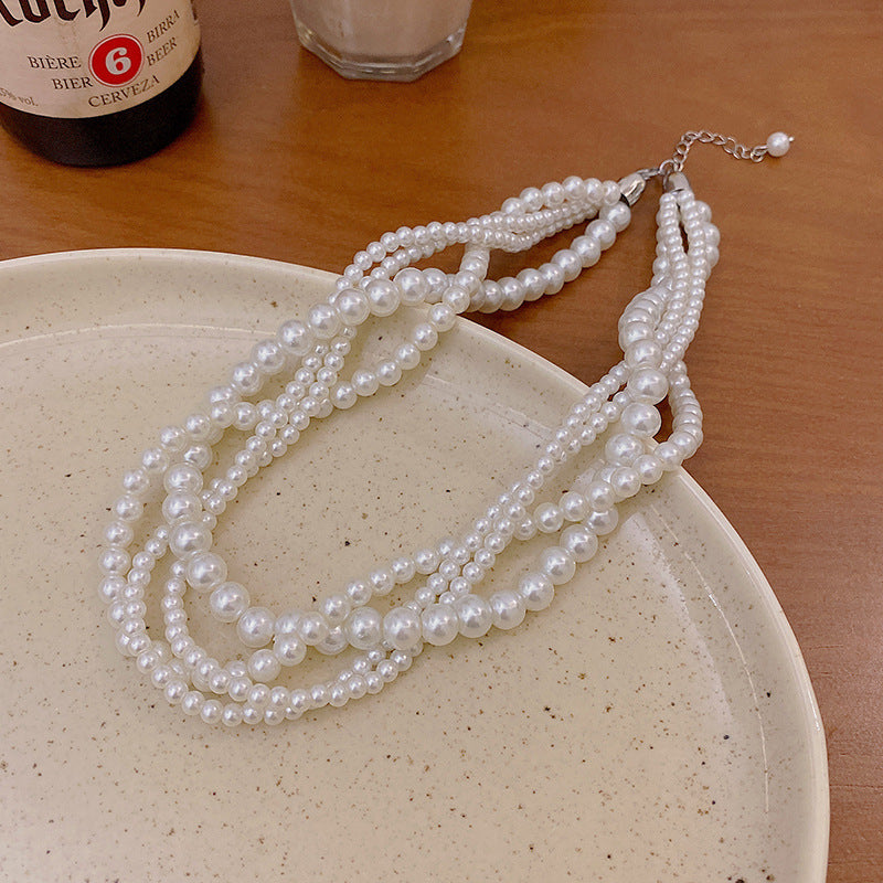 Multi-layer Pearl Necklace for Women Collar Chain Bridals Jewelry