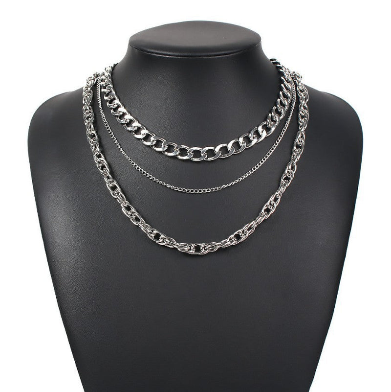 Layered Cuban Chain Necklace 3Pcs Thick Chunky