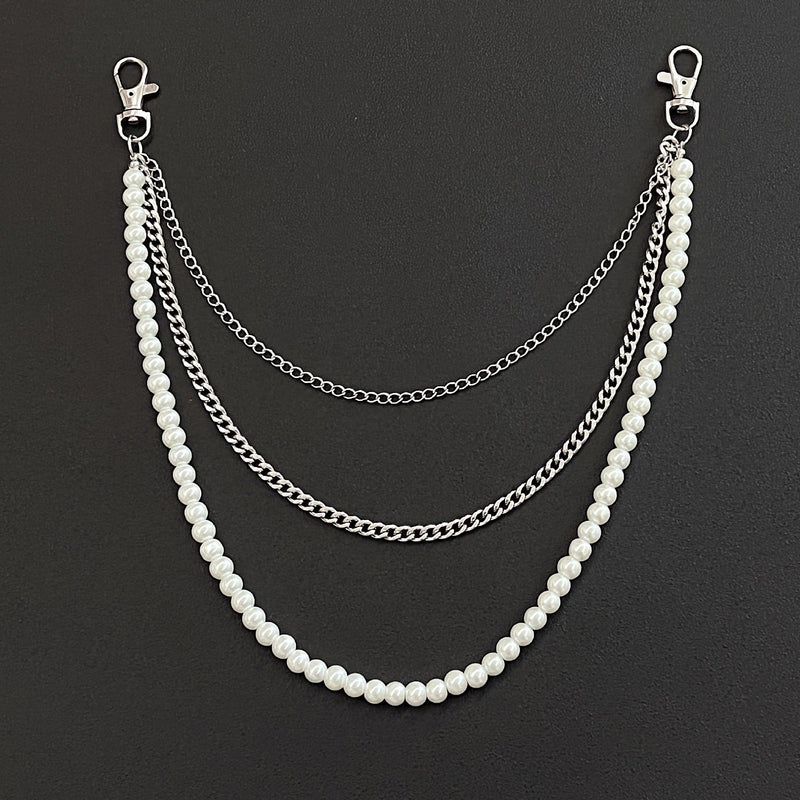 Multi-layer Pearl Chain Hop Punk Waist Chain