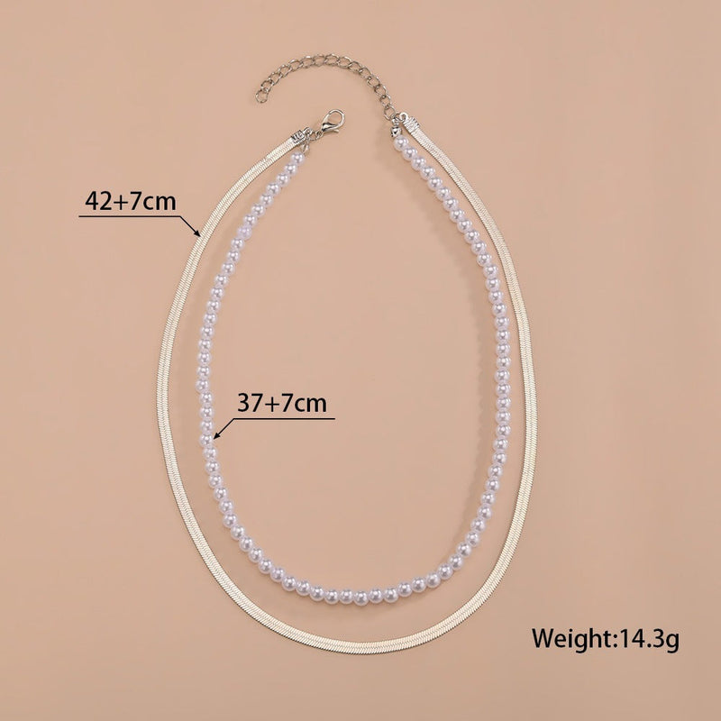 Multi Pearl Layer Chain Choker Necklaces