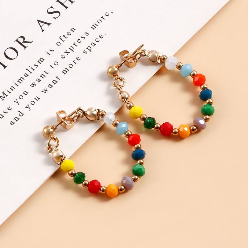 Bohemian Colorful Beaded Hoop Earrings
