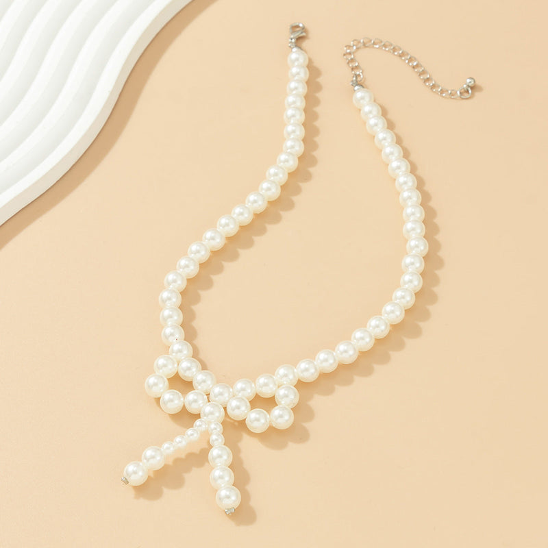 Bow Pearl Beaded Necklace for Women