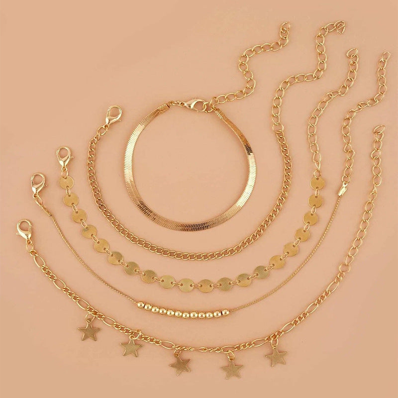 Multi-Layer Star Disc Beach Cuban Chain Foot Chain