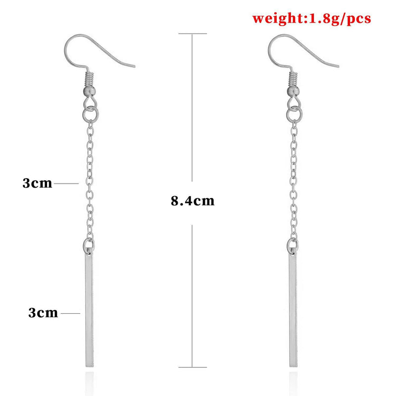 Long Chain Bar Simple Earrings