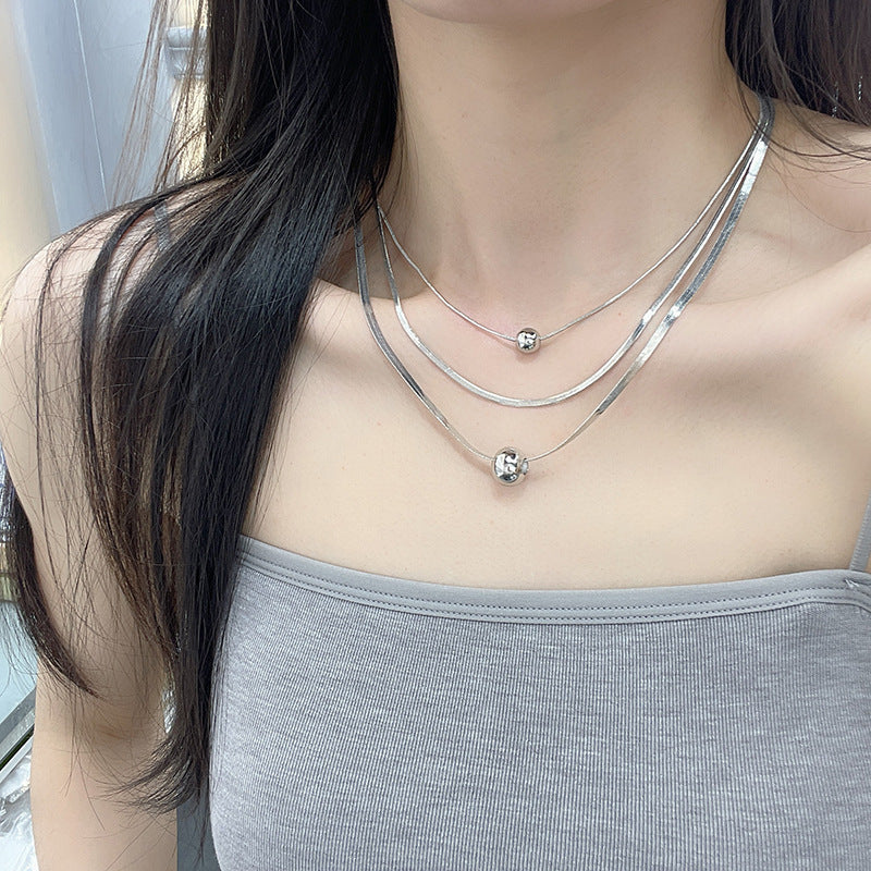 Beads Collarbone Chain SimpleThree layer Necklace