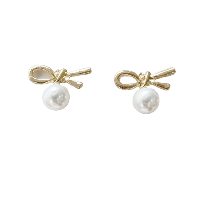 Imitation Pearl Bowknot Earrings