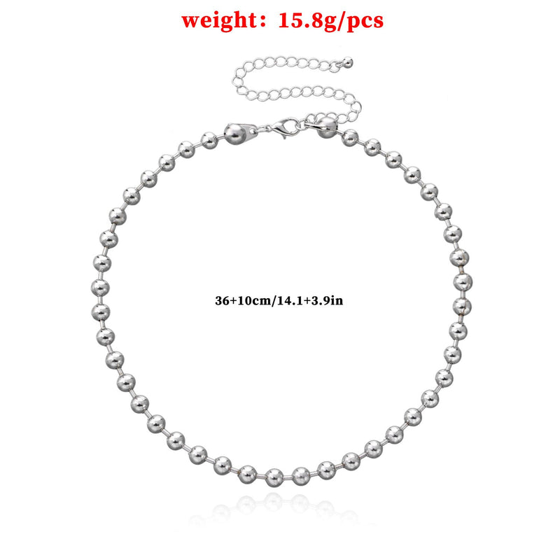 Punk Chunky Beaded Chain Handmade Choker Plain Ball Necklace