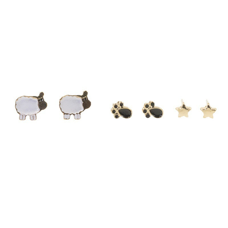 Sheep foot stud earrings set