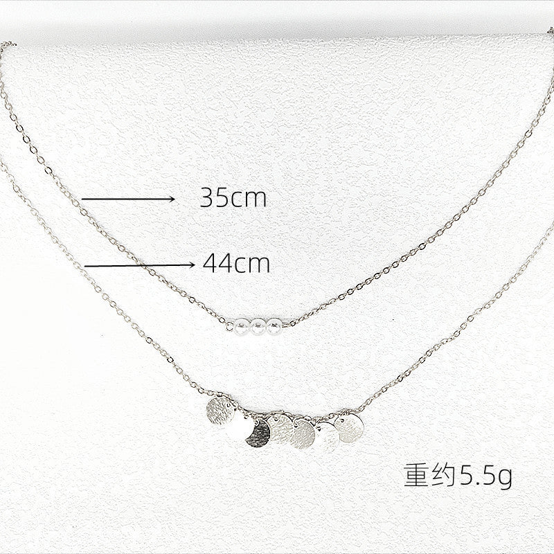 Round Coin Pearls Pendant Chain Necklaces
