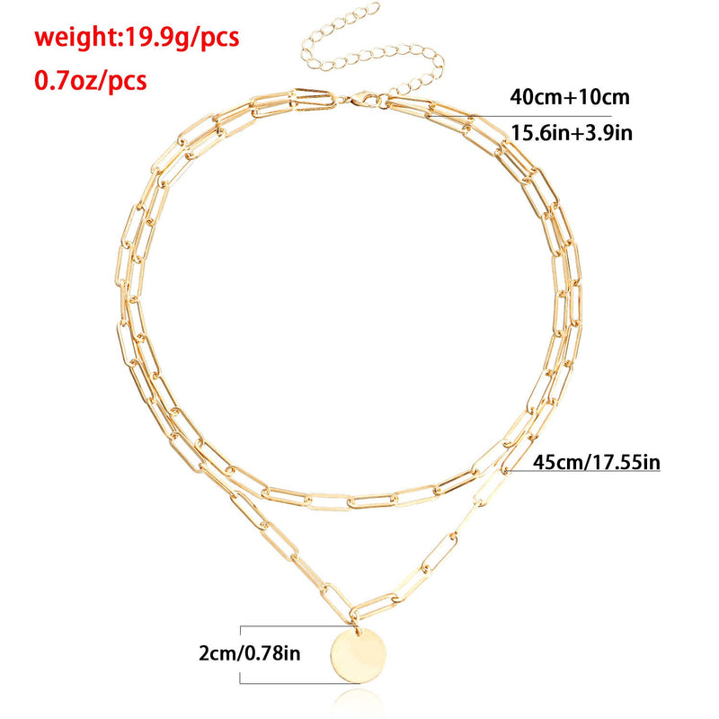 Coin Pendant Paper Clip Chain Necklace