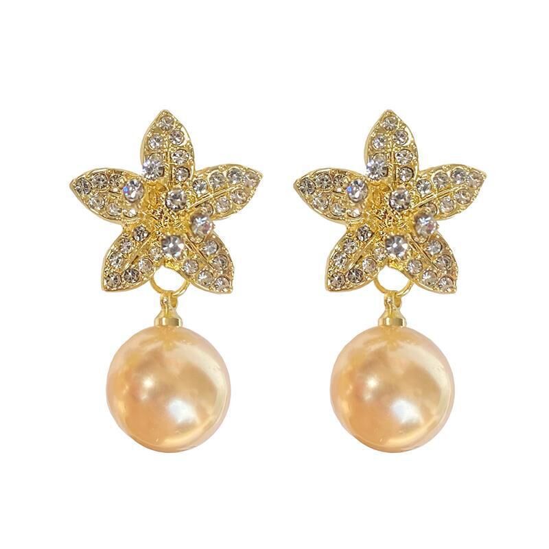 Rhinestone Star Pearl Earrings