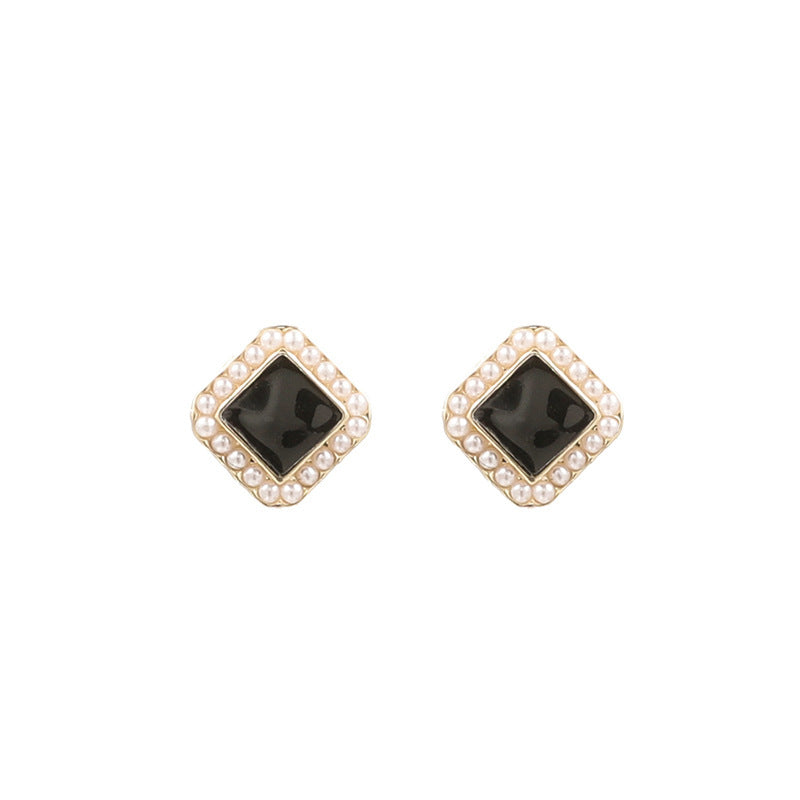 Square Black Pearl Earrings