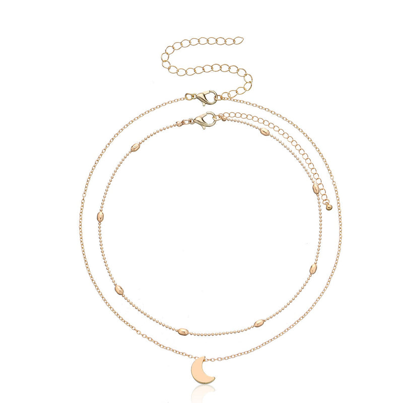 Moon Charm Double Layer Necklace