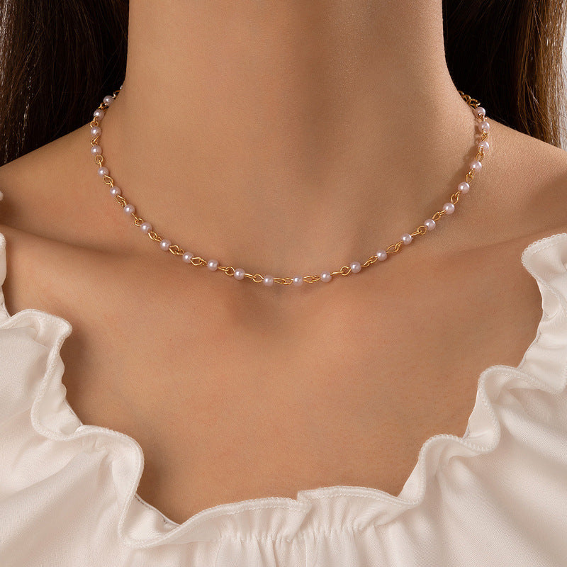 Fashion Jewelry Vintage Pearl Geometric Necklace