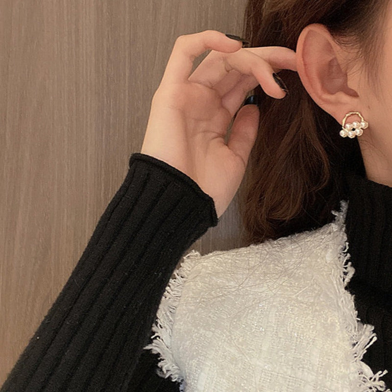 Pearl Beads Geometric Earrings