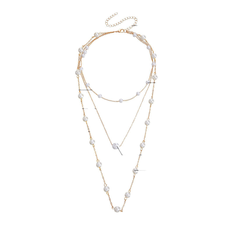 Women Layered Pearl Beads Necklace