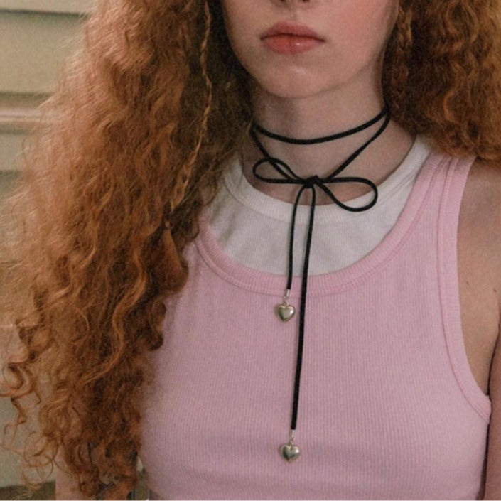 Heart Charms Pendant Free Adjustable Knot Choker