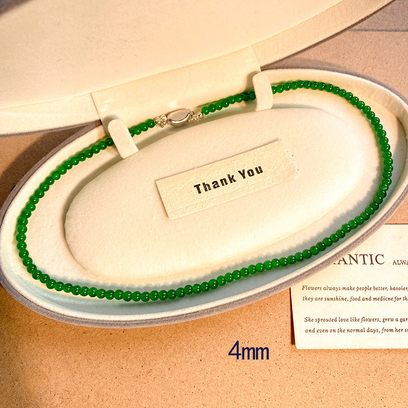 Handmade Green Glass Beads Choker Necklace