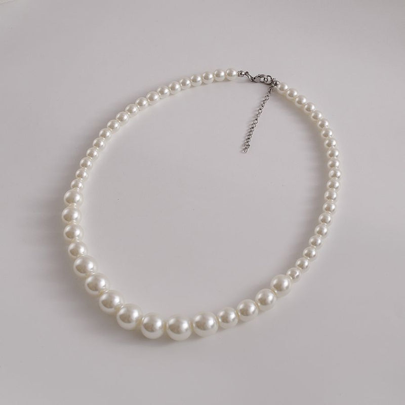 Round Glass Imitation Pearl Necklace Wedding Pearl Necklace for Brides