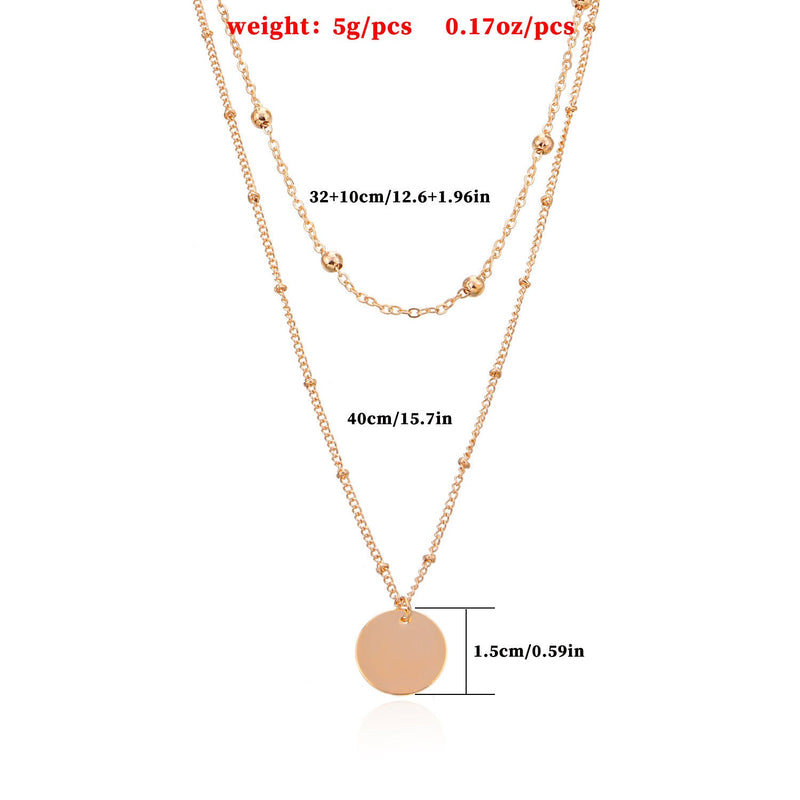 Bohemian Layered Necklace Round Coin Pendant Necklace