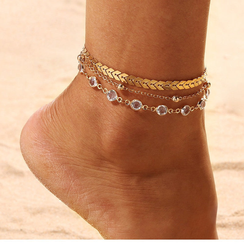 Crystal Anklet Set Simple Ankle for Women