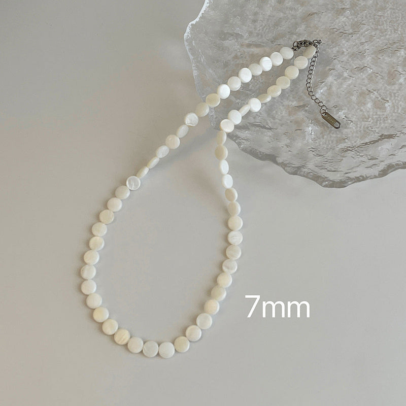 Natural Shell Disc Beading Choker Necklaces