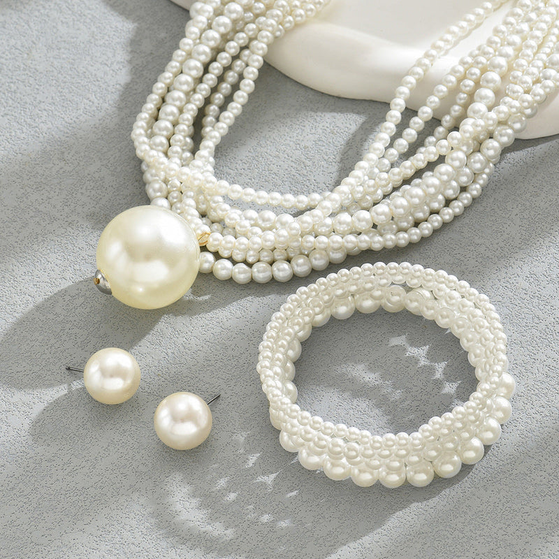 Pearl Multi-layer Necklace Jewelry Set