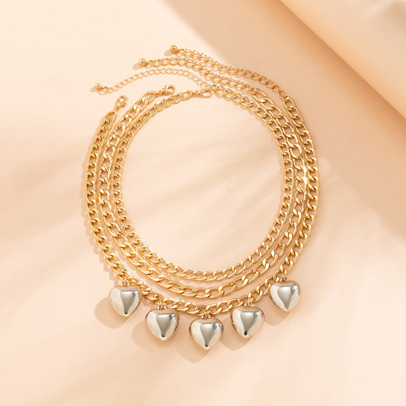 Multilayer Big Peach Heart Pendant Necklace