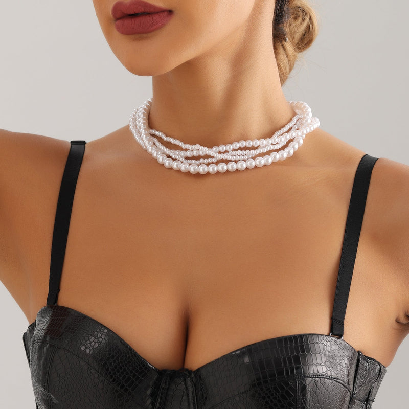 Fashion Jewelry Multilayer Pearl Choker Necklace