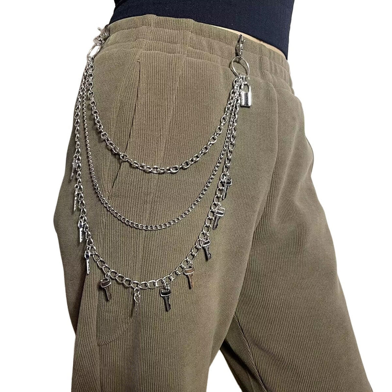 Vintage Metal Key Pendant Multi-layer Waist Chain