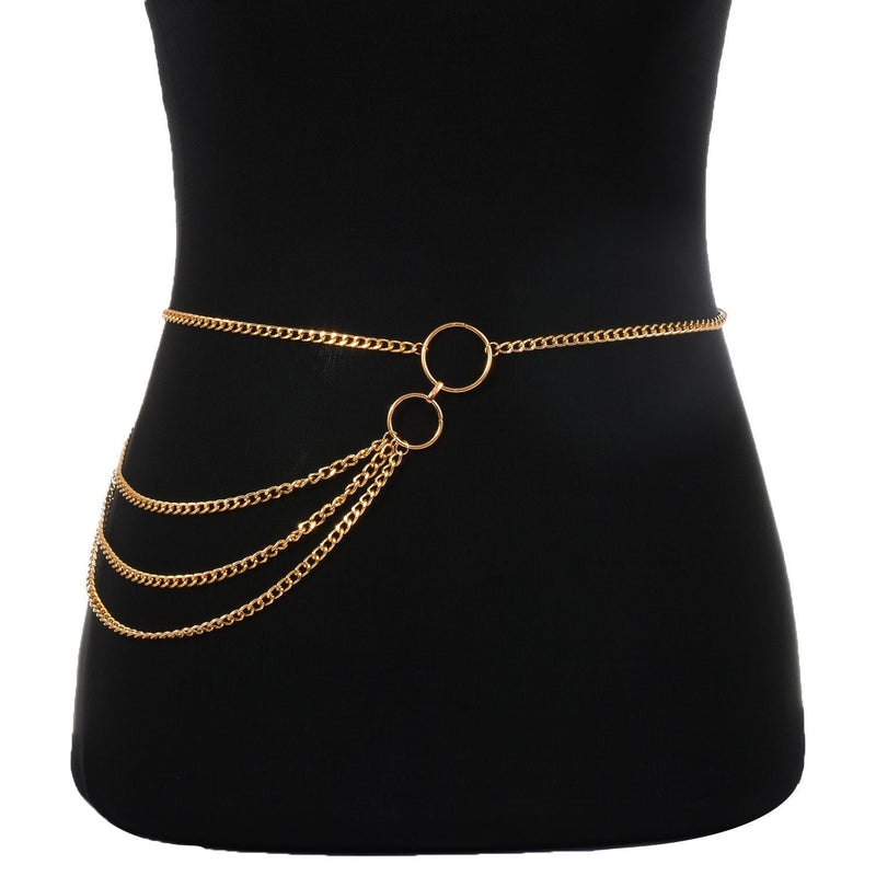 Elegant Multilayer Gold Chain Waist Belt