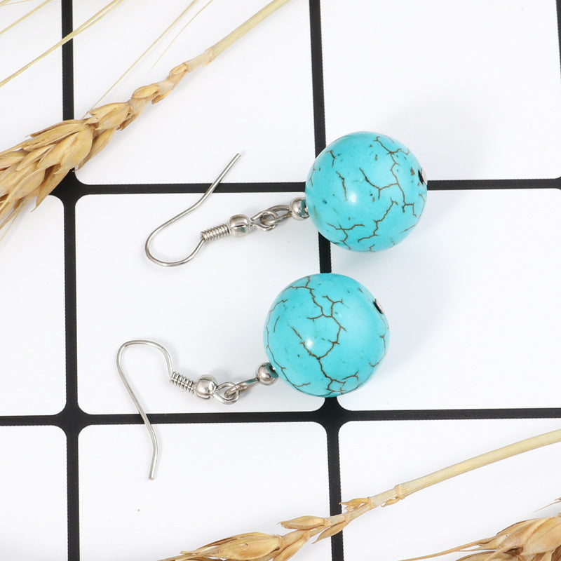 BohemianTurquoise Stone Bead Dangle Earrings