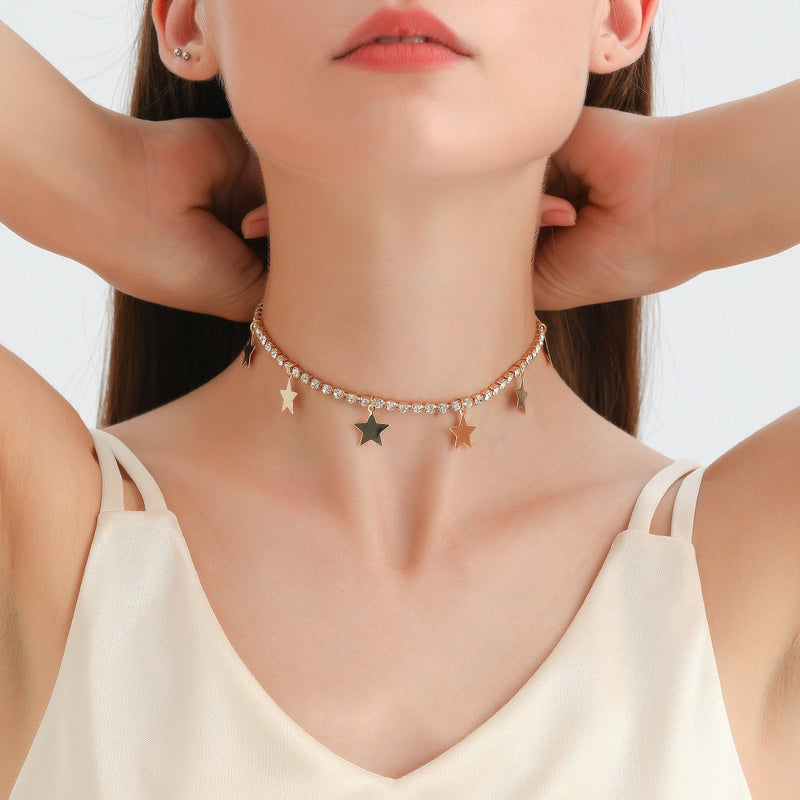 Tennis Chain Necklace Star Charm