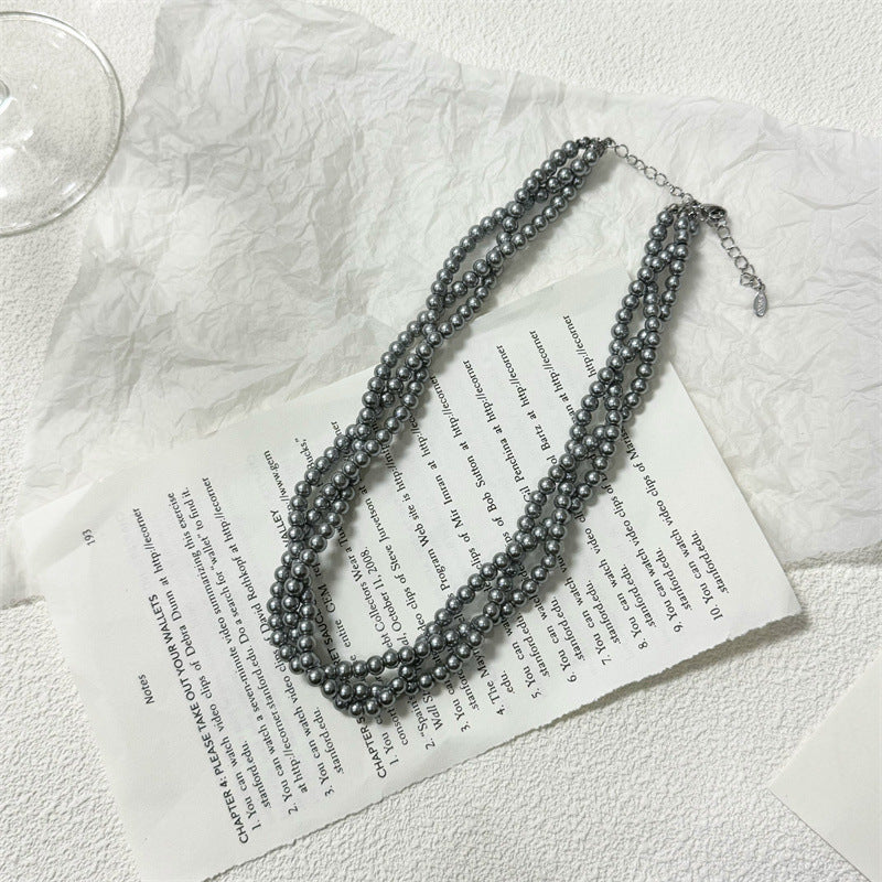 Vintage Twisted Glass Pearl Beaded Necklace